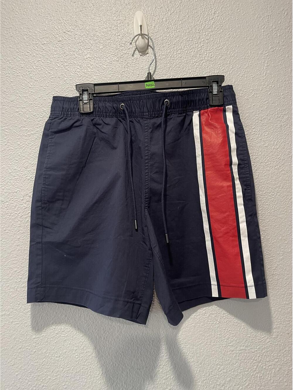 Michael Kors Men's Navy Stretch Shorts with Red and White S-